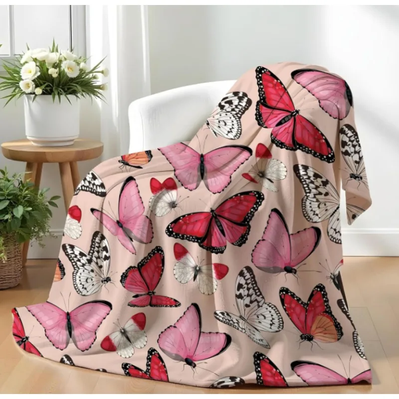 

Butterfly Themed Soft Flannel Blanket Lightweight Home Decor for Women, Girls and Butterfly Lovers
