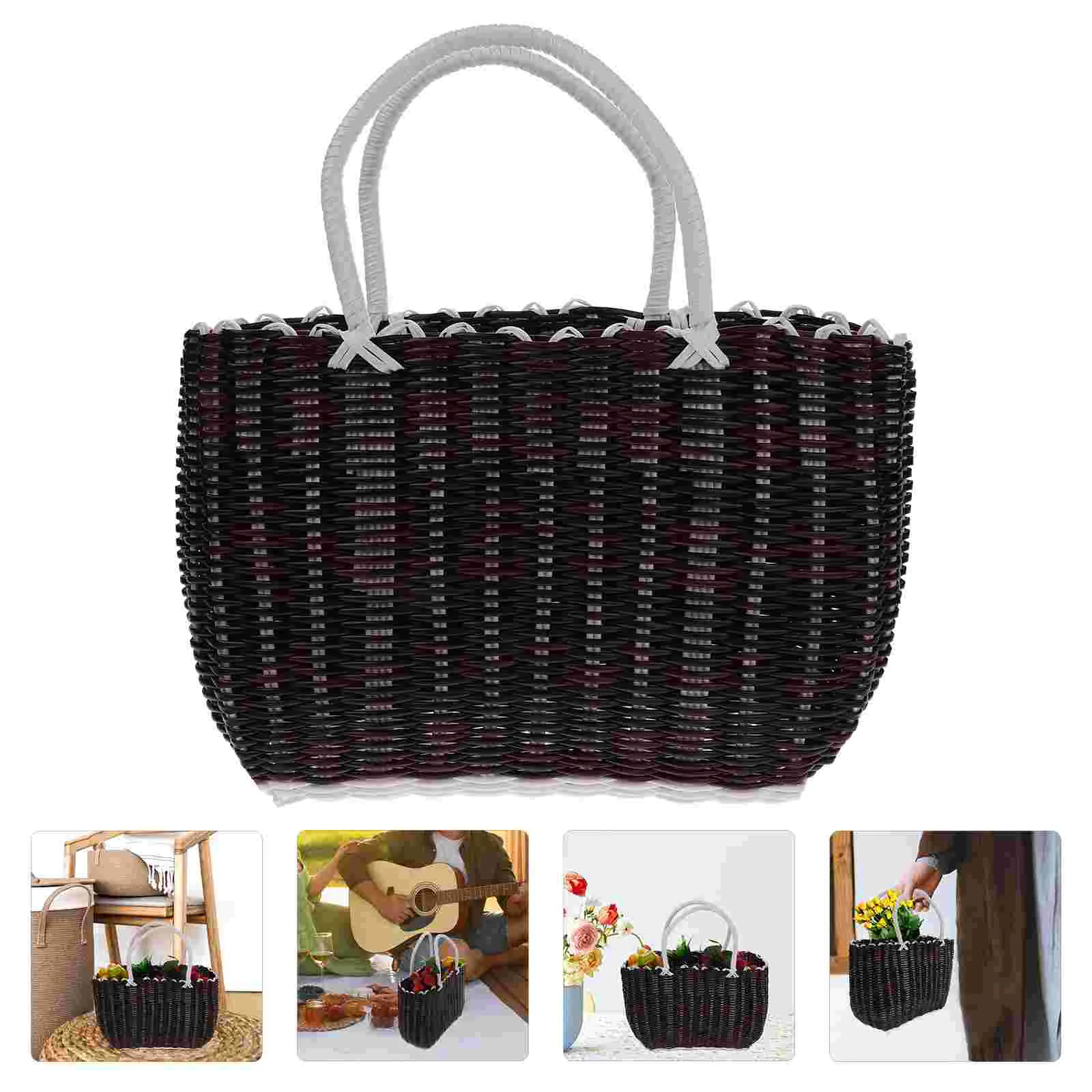 

Snack Storage Basket Weaving Food Vegetable Woven Container Imitation Rattan Household Fruit