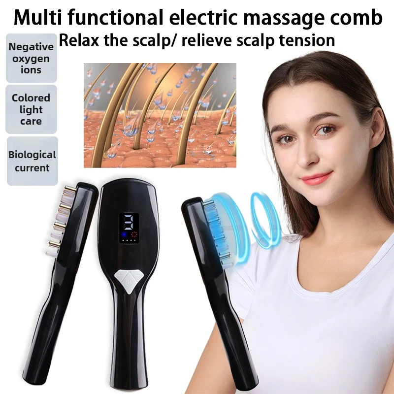 

1pc Multi functional head massage comb vibrating micro current massaging scalp nurturing hair unblocking tendons and collaterals