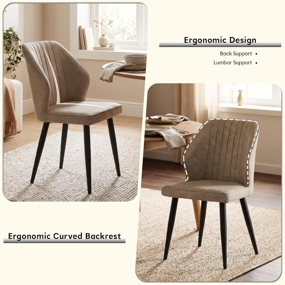 Faux Leather Dining Chairs Set of 6, Leather Dining Chairs, Mid-Century Modern Dining Room Chairs, Upholstered Kitchen, Custom view 4