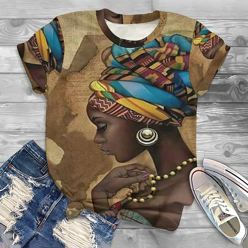 T-shirt à manches courtes pour femme, fille noire africaine, t-shirts College en 3D, Streetwear, mode Harajuku, respzed Y2k, été