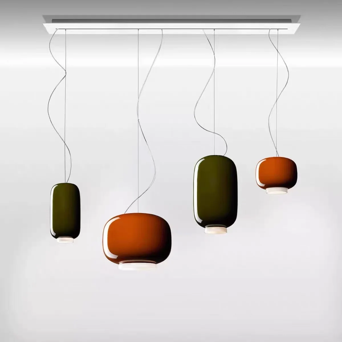 Ltalian Stylish Glass Stone Bottle Jar Iron LED Pendant Lights Art Creative Lamps for Living Room Home Decoration Chandeliers