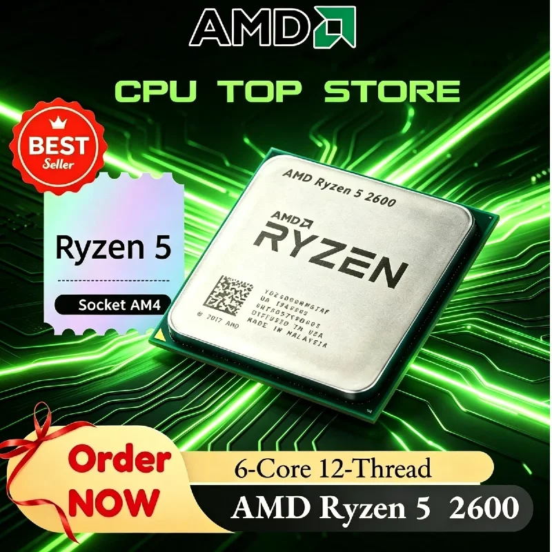amd-ryzen-5-2600-am4-mainboard-original-cpu-6c-12t-34‑39ghz-unlocked-gaming-creation-office-daily-multitasking