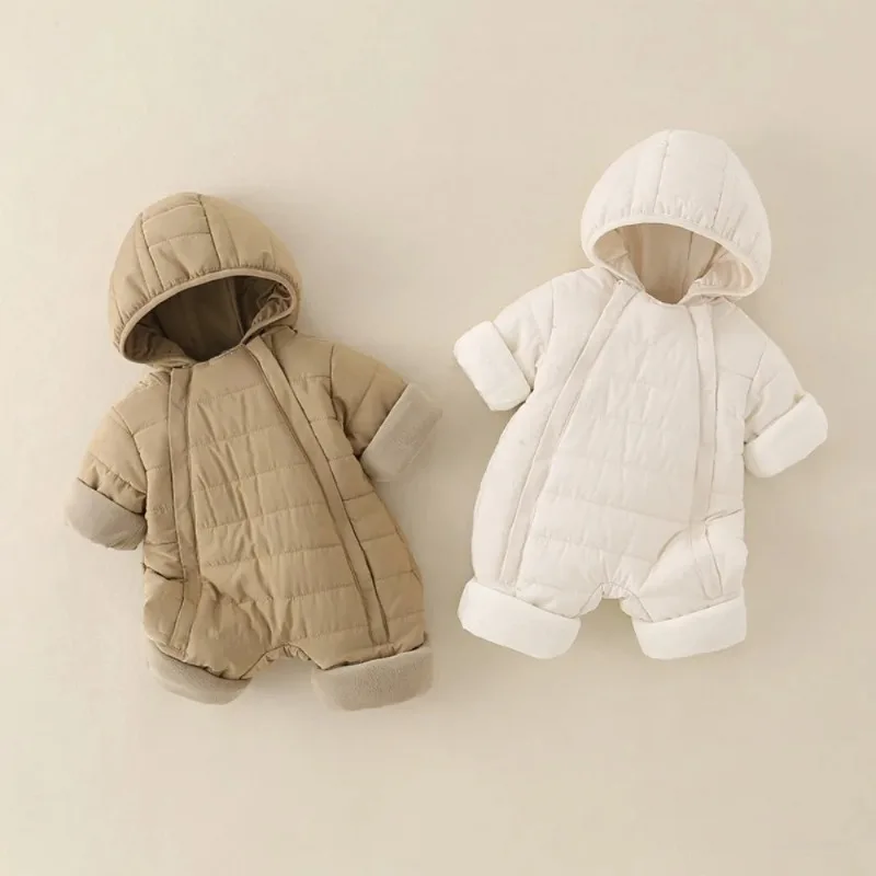 ZOETOPKID Winter Baby Clothing Thick and Warm Hooded Jumpsuit Cute Male Baby Down Jacket 0-24 Months Newborn Cotton Jacket
