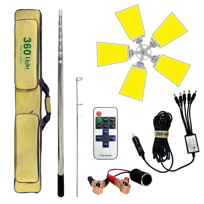 Manufacturer 360light Telescopic Rod 5 Boardscob COB Camping lights Outdoor Multifunction Camping Light With Remote