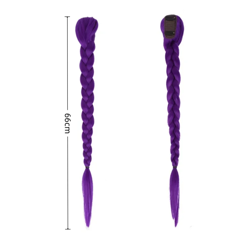 Kids Rumi Wigs Movie KPop Demon Hunter Cosplay Rumi Braid Purple Long Wigs Girls Halloween Party Performance Props Length 66cm