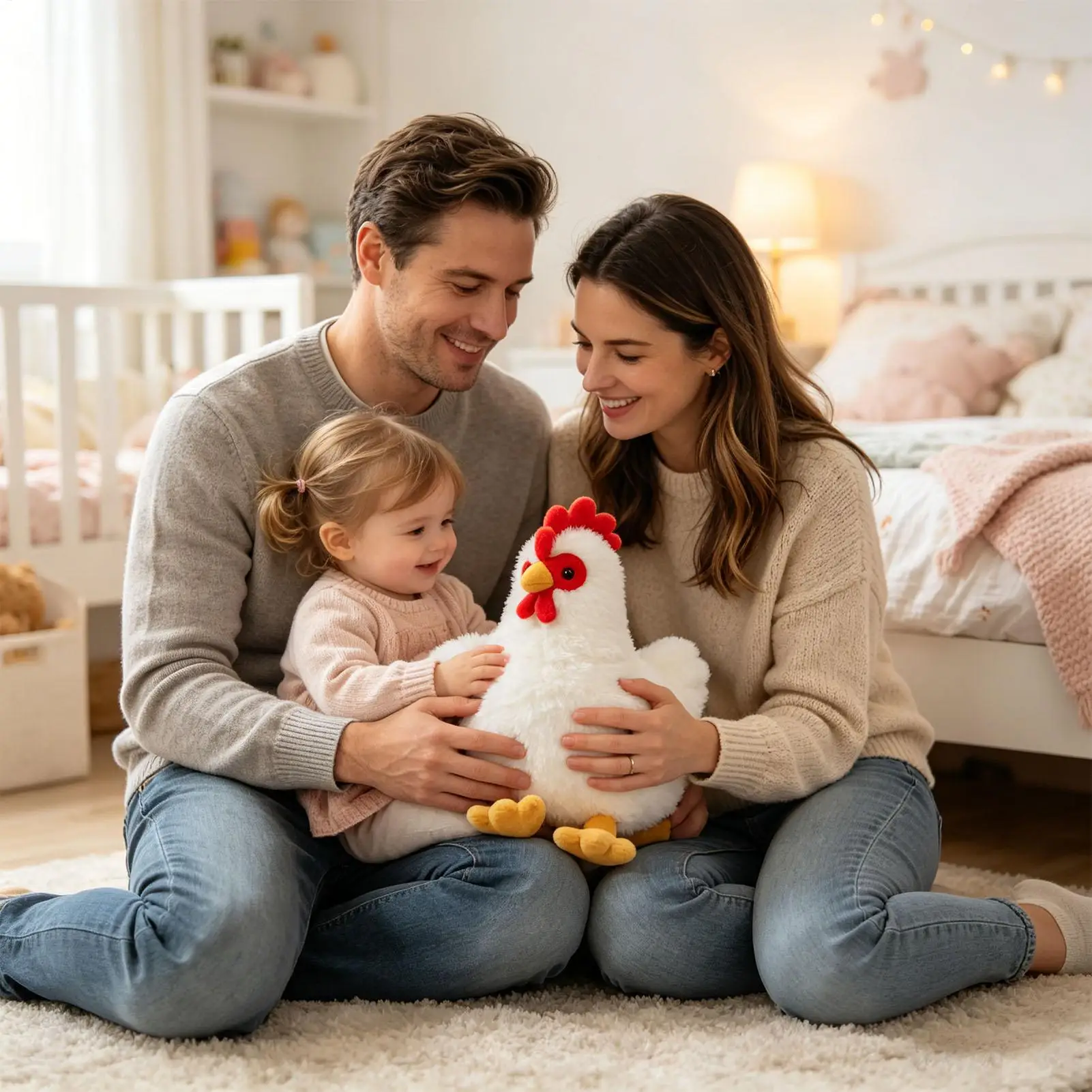 Peluche de Gallo Esponjoso de 27 cm, Lindo Pollo de Pelo Largo, Animal de Peluche Súper Suave, Regalo de Cumpleaños Kawaii para Niños y Amantes de la Granja, Decoración del Hogar