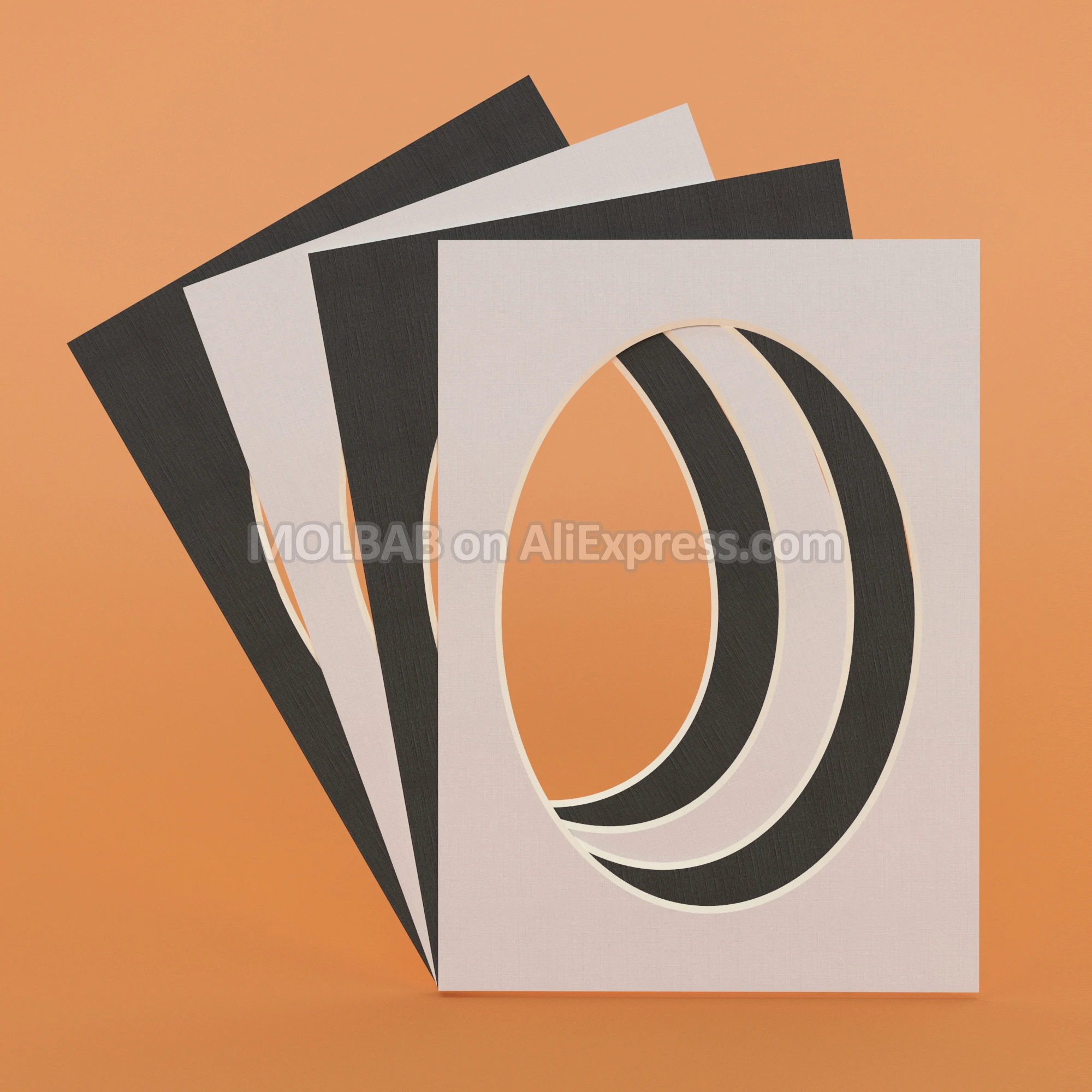 Oval Opening Photo Mats 5/6/7/8/10/16inch A4 White/Black Textured Surface Paperboard Mount Picture Frame Passe-Partout 12PCS/Lot