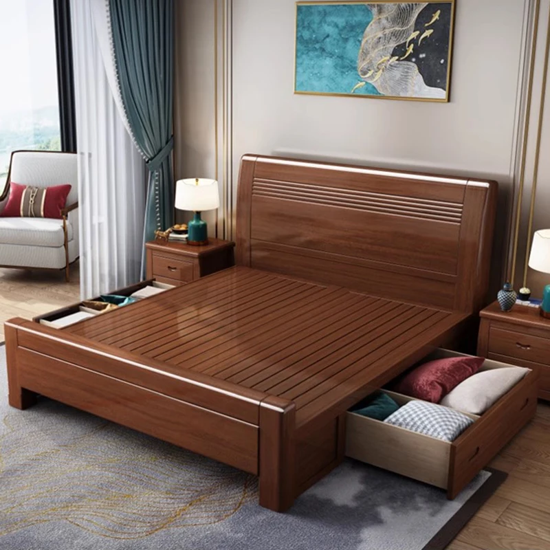 Cama europea de belleza, cama doble de diseño moderno, almacenamiento, cama de madera, Castillo sexual para dormir de princesa, Letto Matrimoniale, muebles de moda