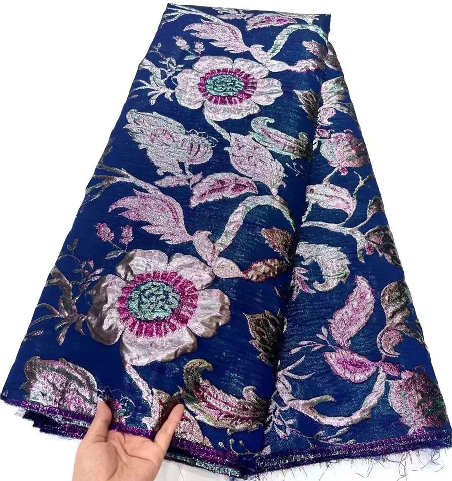 African Brocade Jacquard Luxury Fabric High Quality Nigerian Damask Gilding Lace Dress Material Brocard Tissu 5Yard DJB57