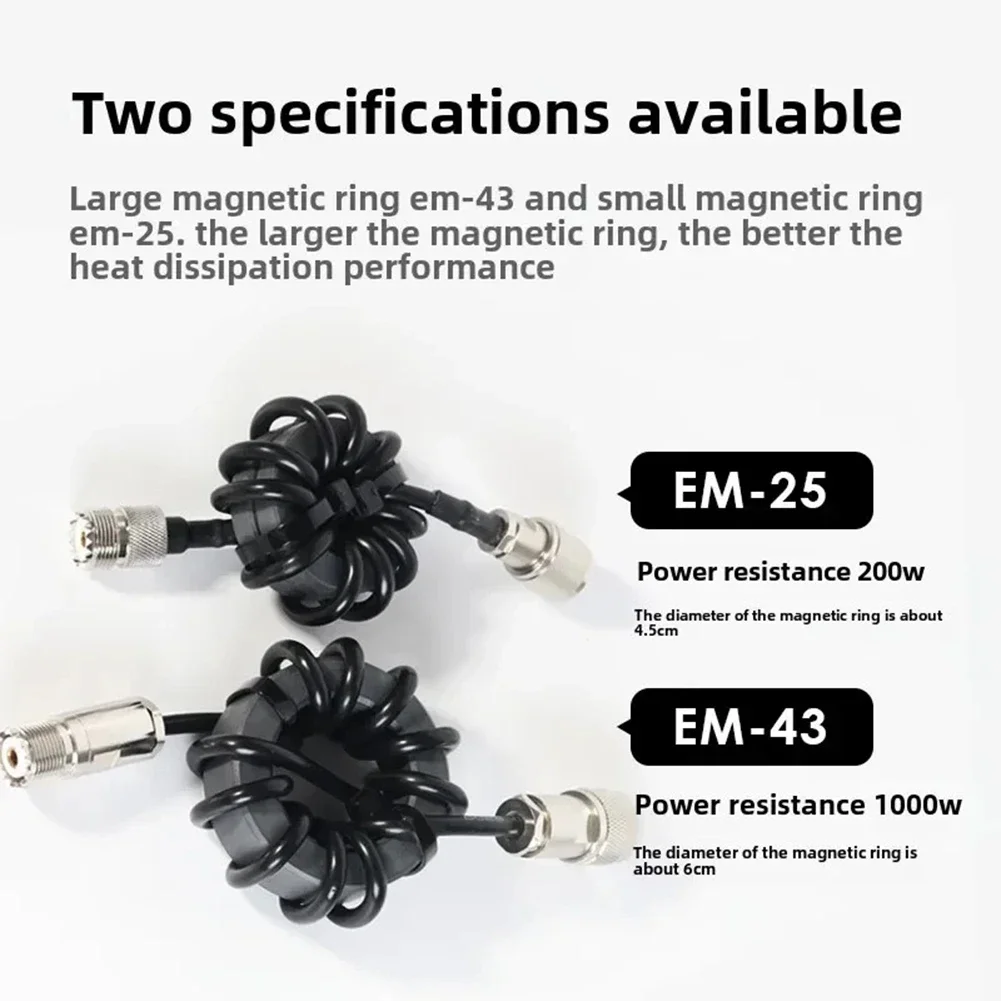 Shortwave Choke Magnetic Ring 1.8-30MHz 1:1 Current Balun For HF Radio Anti-Interference EM-43 1000W Black