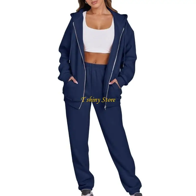 

N58F Спортивный комплект из двух частей оверсайз с капюшоном и повседневным стилем джоггер