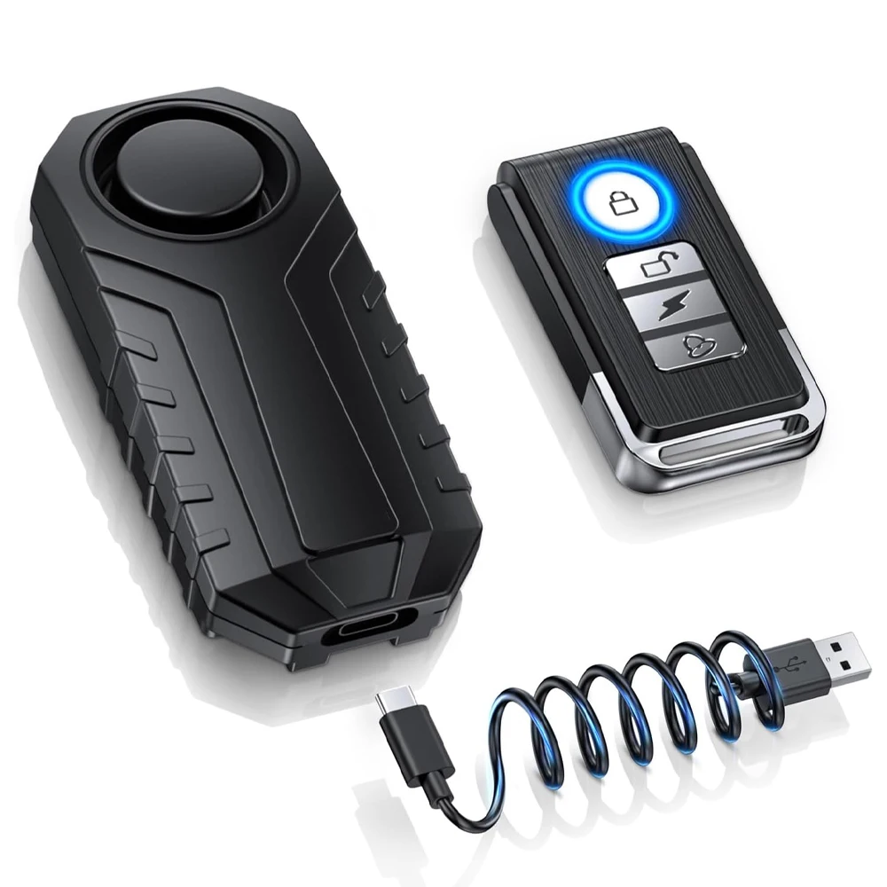 

Wireless Bicycle Vibration Alarm Rechargeable Waterproof Motorcycle Electric Bike Alarm Remote Control Anti Lost Security Sensor