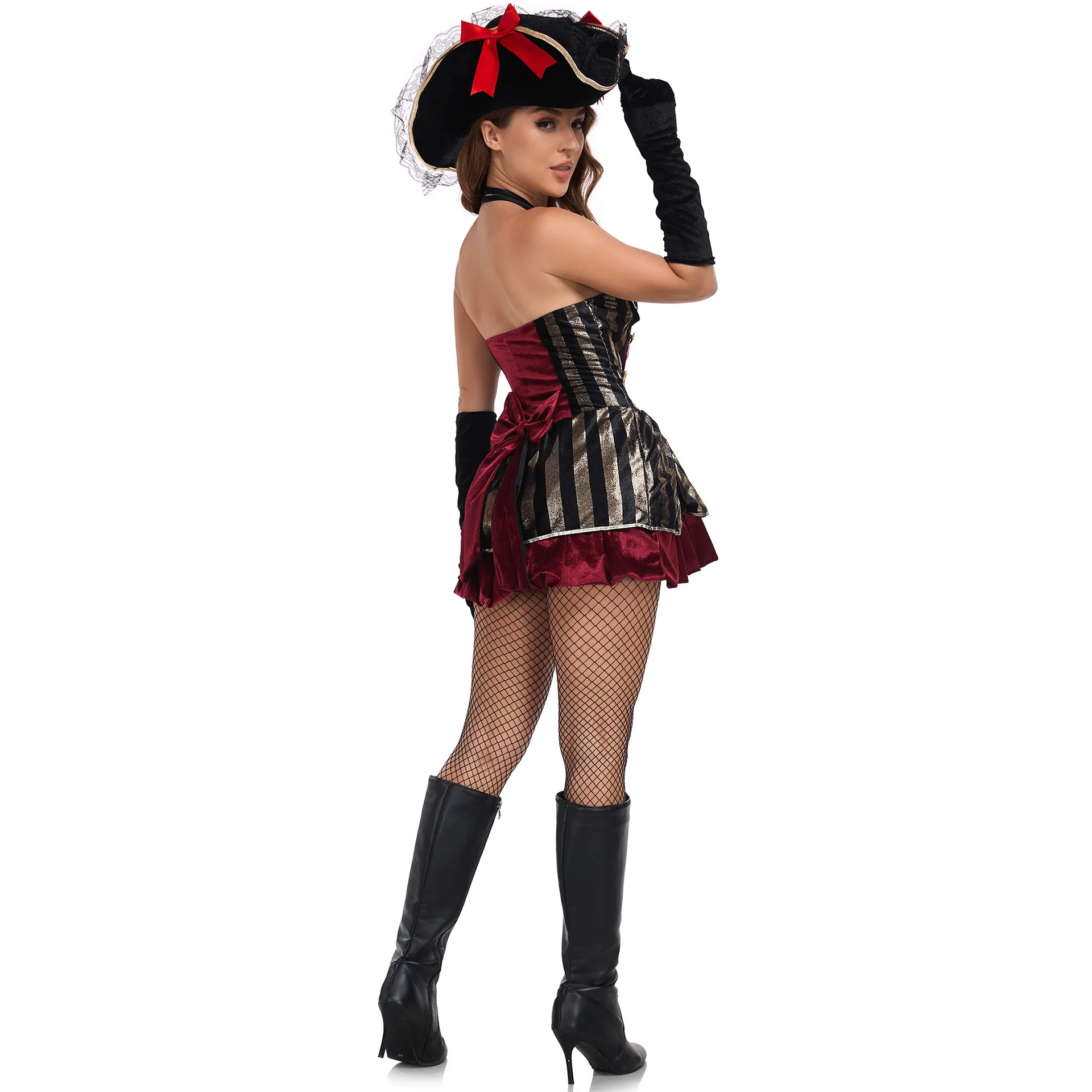 

OA Gothic Women Pirate Cosplay Costume Halloween Uniform Stage Role Playing Women's Sexy Cool Dress Stage Performance Outfit