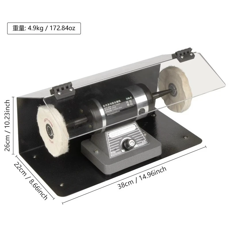 Desktop Double Head Cloth Wheel Polishing Machine Variable Speed Small Tabletop Jewelry Grinding Tool Equipment