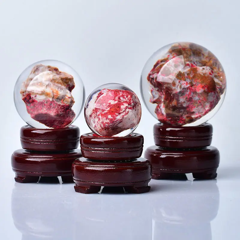 Raw Ore Cinnabar Crystal Ball Natural Raw Gemstone Fengshui Ball Town House Good Fortune Ball Living Room Bedroom Entrance Decor