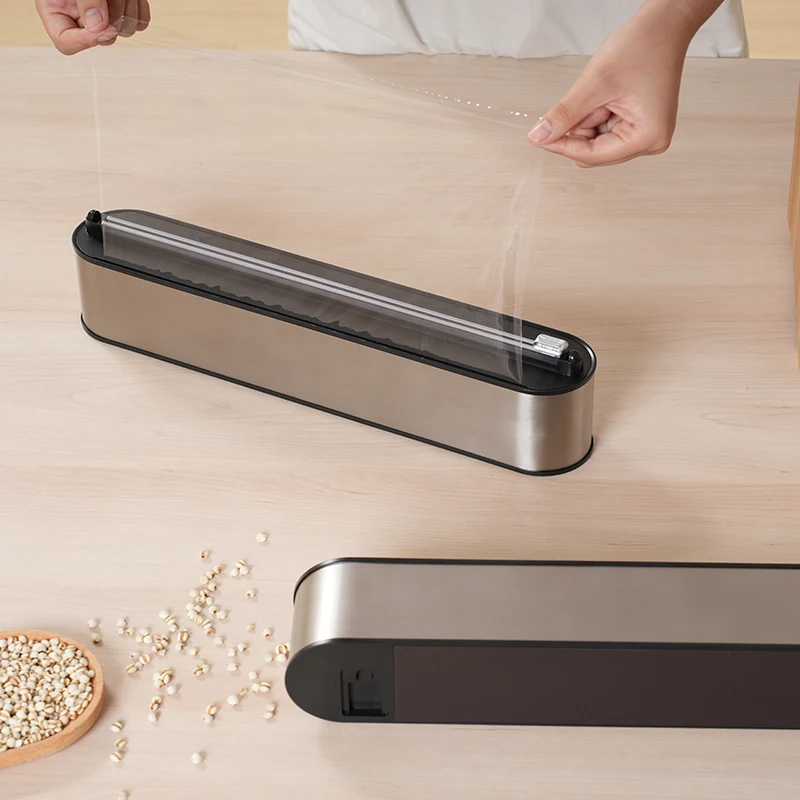 

Stainless Steel Food Wrap Cutter Cling Film Dispenser With Multi Mount