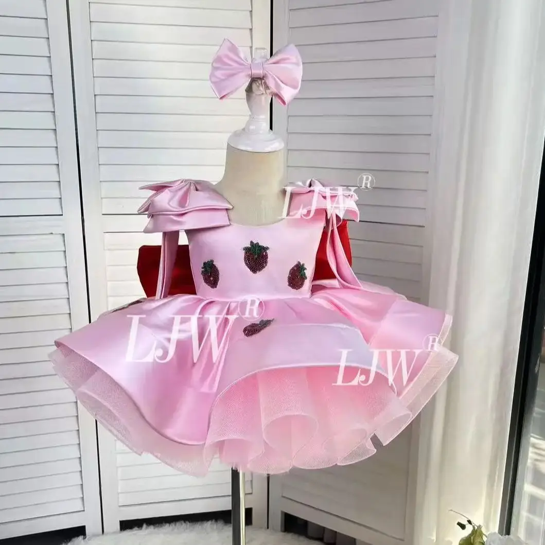 

Элегантное розовое платье с клубничными пайетками для девочек: на свадьбу, день рождения, вечеринку, карнавал, 100 дней, причастие.