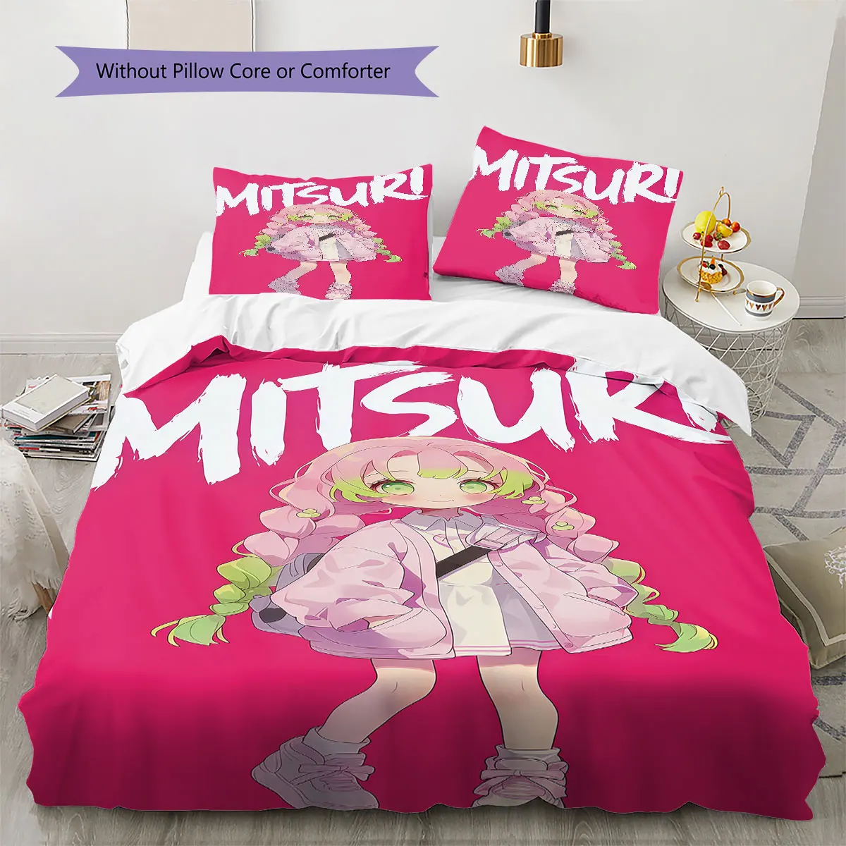 Demon Slayer Cartoon Soft Duvet Cover Children's Bedding Set,Extra Large Size Holiday Gift Various Sizes Available -HE17