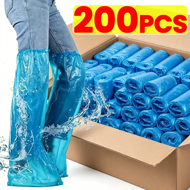 10-200pcs Waterproof Oil Proof Long Disposable Shoe Covers Thick Non Slip for Laboratory Animal Farming Rafting Wear Resistant
