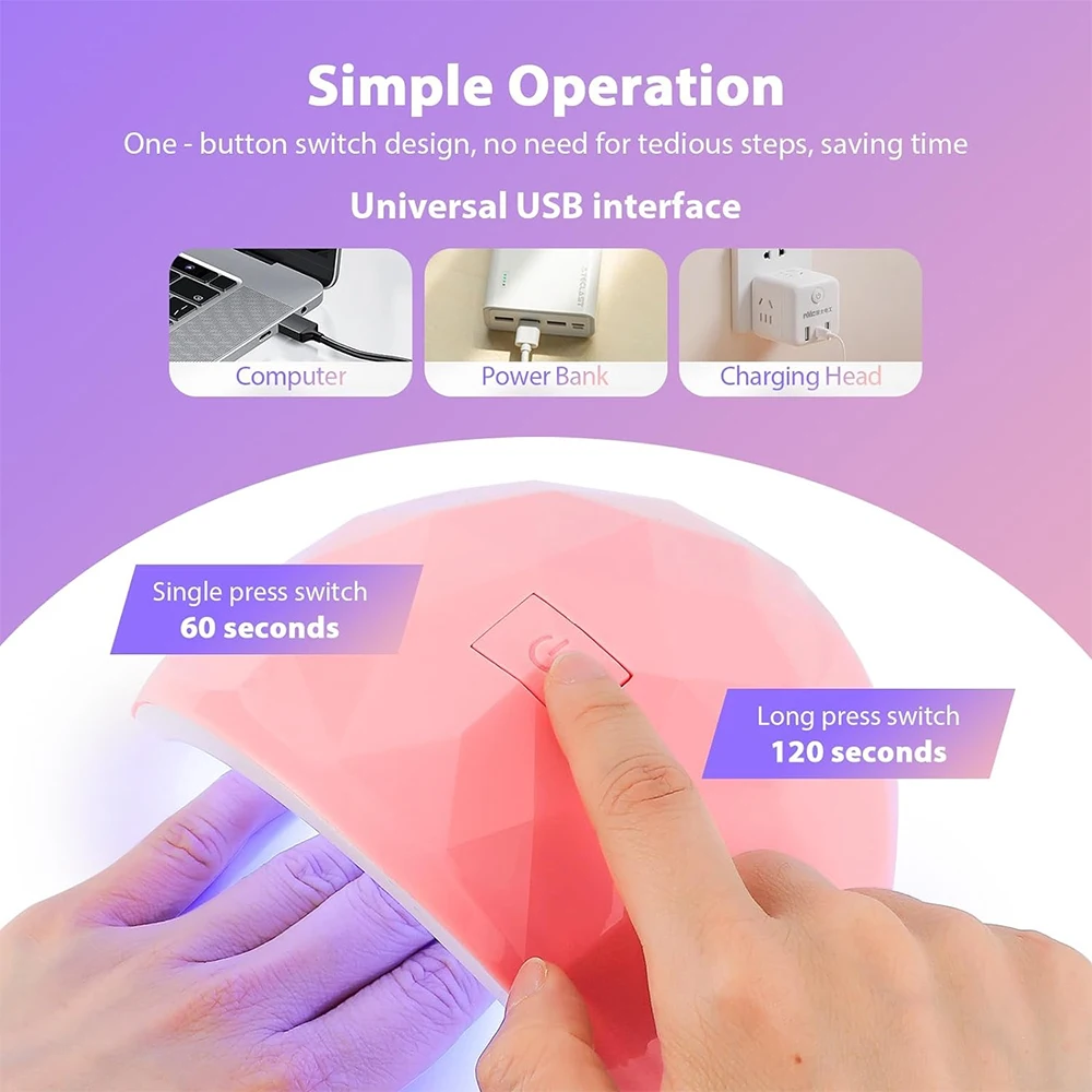 Lampada per unghie Asciugatrice per unghie Lampada UV a LED per polimerizzare la macchina per fototerapia per unghie con smalto gel Attrezzatura per salone di strumenti per manicure professionale