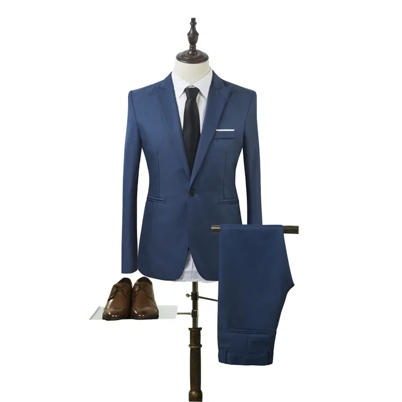 Men\'s Two-piece Business Suit Spring Summer Fashion Casual Suit Korean Version Slim Suit Trend Wedding Suits for Men
