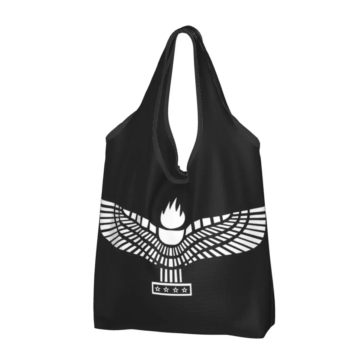 Custom Aramean Syriac Flag Shopping Bag Women Portable Large Capacity Grocery Tote Shopper Bags