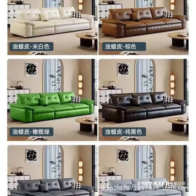HYS minimalist sofa living room small apartment tofu block light luxury modern retro brown straight row cloud sail sofa