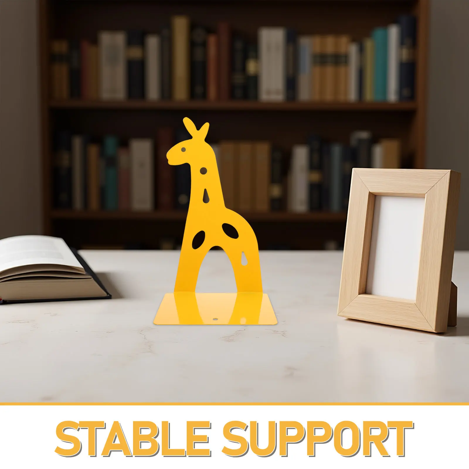 2Pcs Cute Animal Bookends Metal Book Ends for Desk Bookshelf Accessories Heavy Duty Book Holder for Learning Space