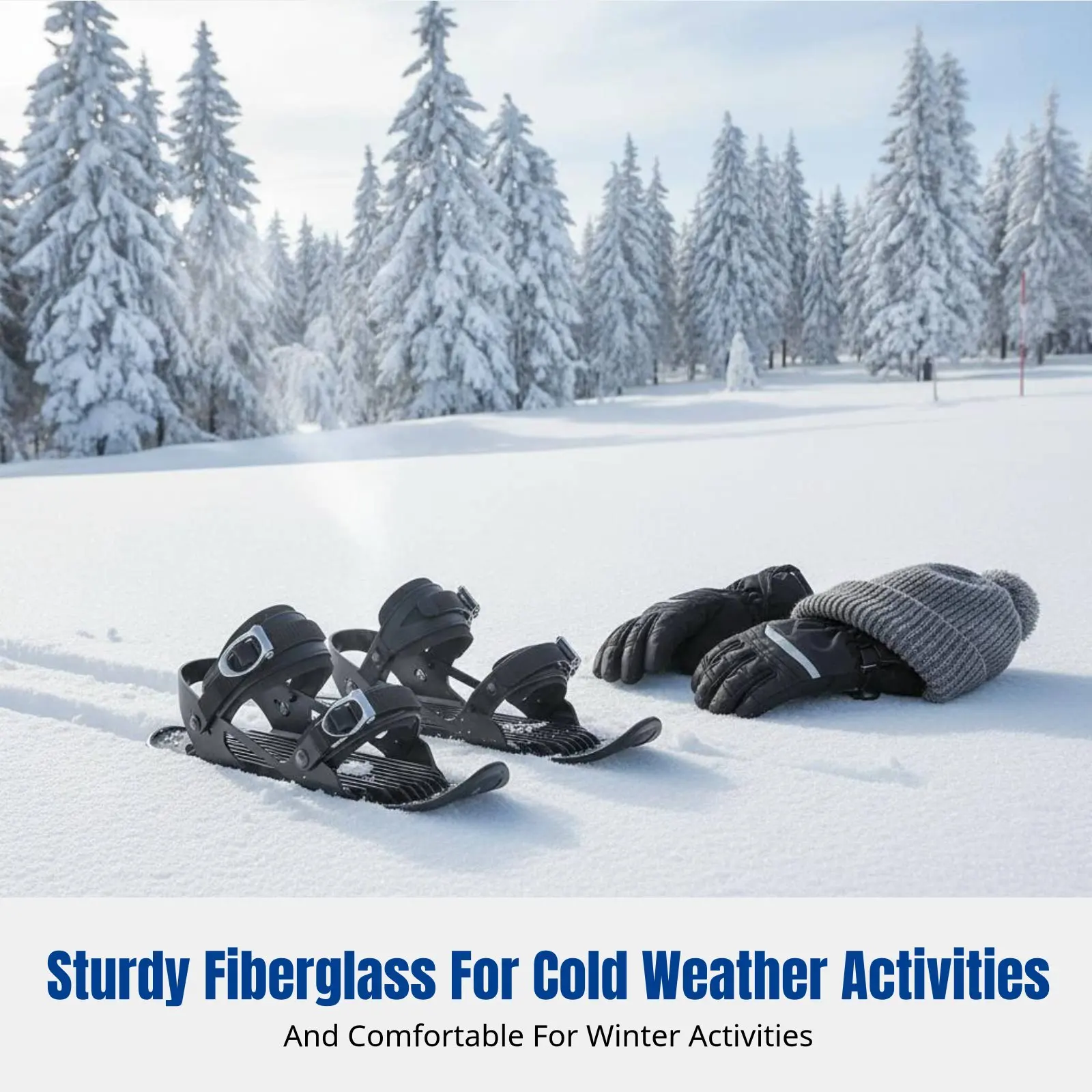 

Winter Outdoor Mini Ski Skates, Double Board, Adjustable Bindings, Portable Powder Sled