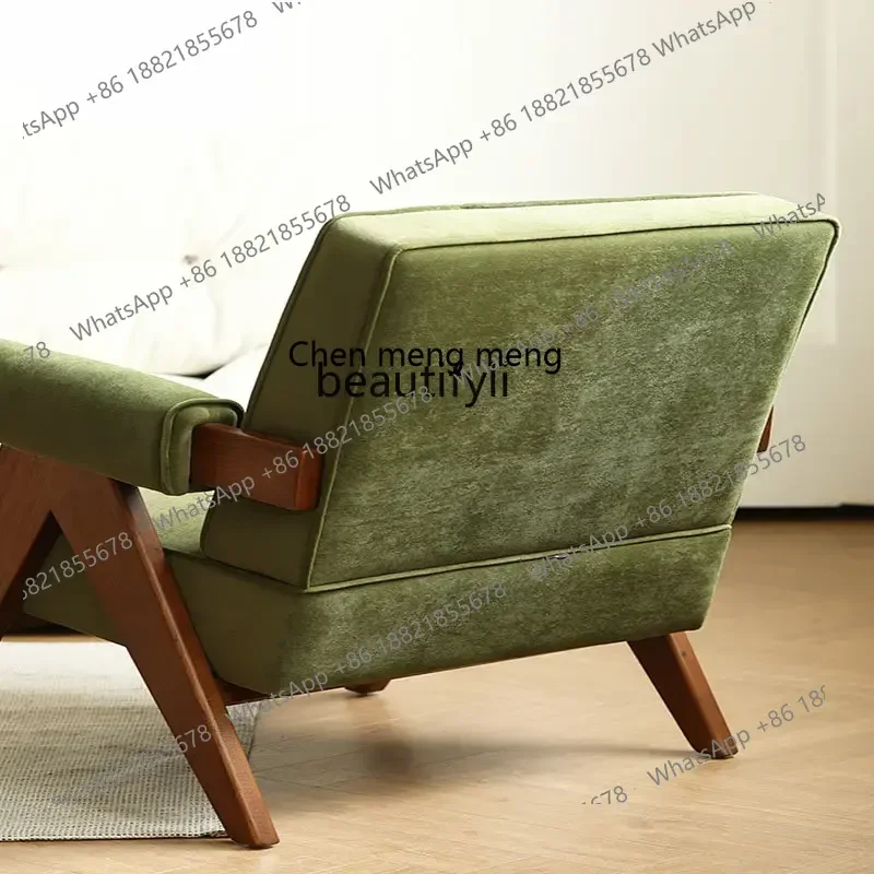 

zq Solid Wood Single-Seat Sofa Chair Furniture Leisure Fabric Armrest Sofa Conference Chair Nordic Hotel Chair