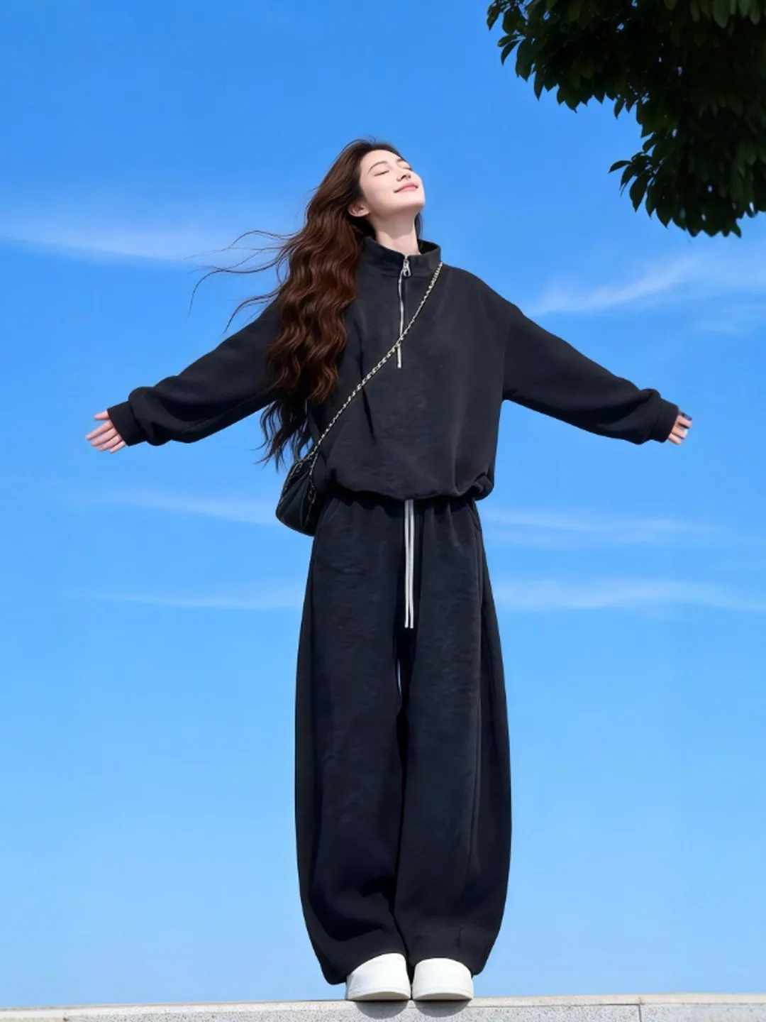 

Korean Sle Lazy Faion Outerwear And Knife Pants Set Youthful Spring Outfit Comfortable Long Sve High Collar Sweater