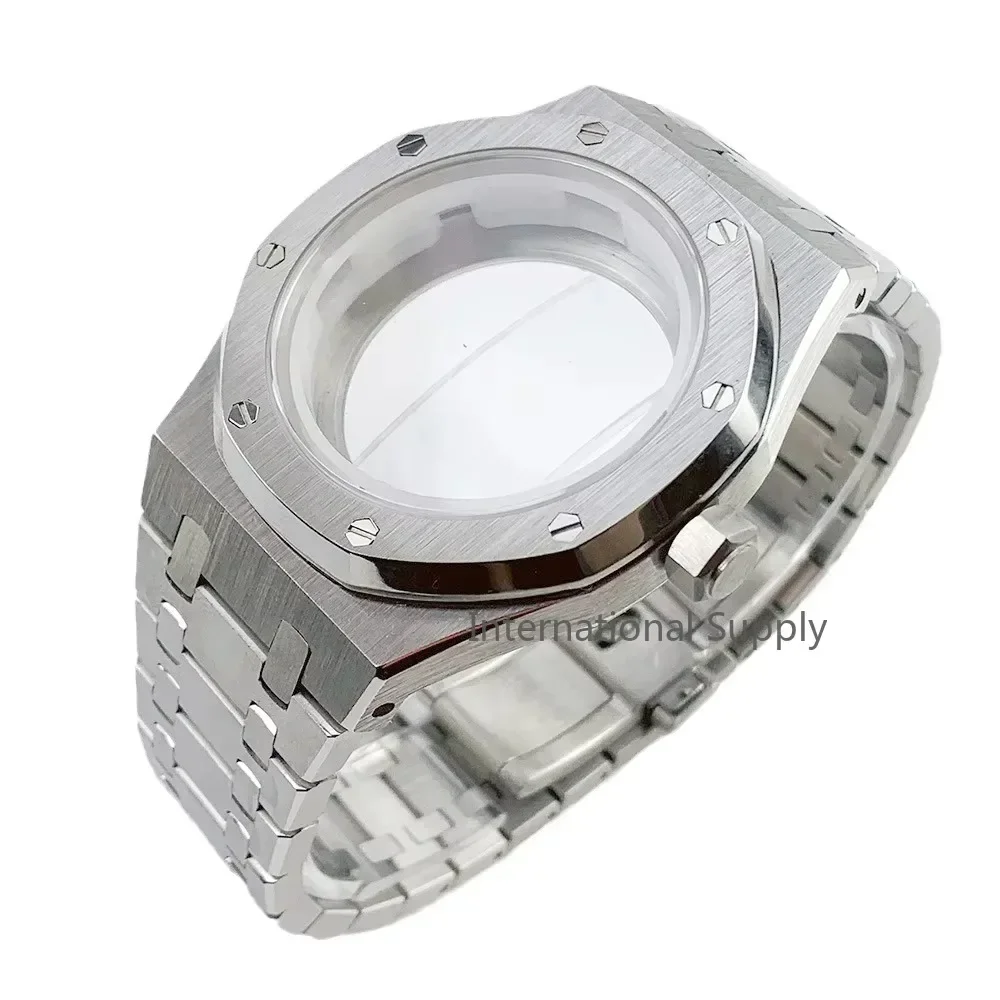 41mm Watch Case/ Strap for NH35/NH36/4R36 Movement Stainless Steel Watch Cover Replacement Wristwatch Band