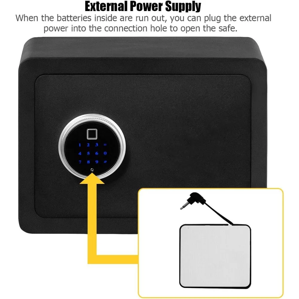 صندوق أمان للوصول إلى بصمات الأصابع مع ضوء LED - أمان المنزل والمكتب لتخزين النقود والمجوهرات والأسلحة النارية والأشياء الثمينة، بطبقتين