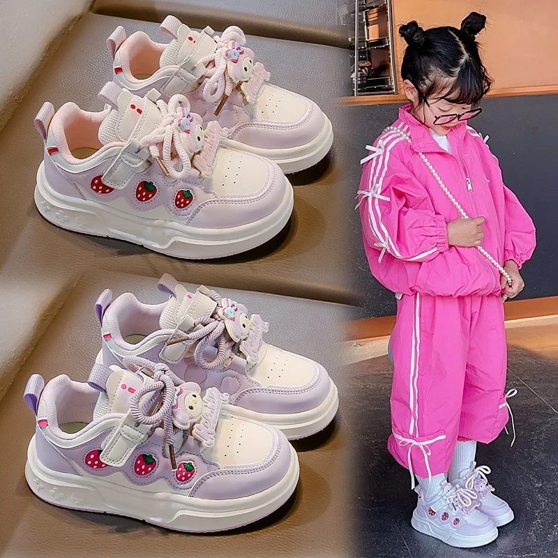 

Girls' Sneakers 2025 Spring and Autumn New Leather Breathable Korean Version Fashion Casual Board Shoes