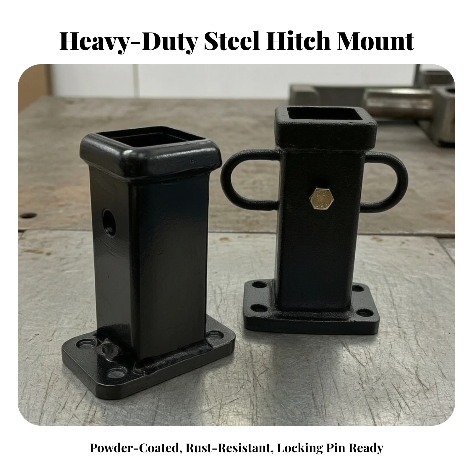 Trailer Hitch Adapter with Mounting Plate Heavy-Duty Square Tube Receiver with Bolt Holes Hardware Welded for RV Owners, Towing