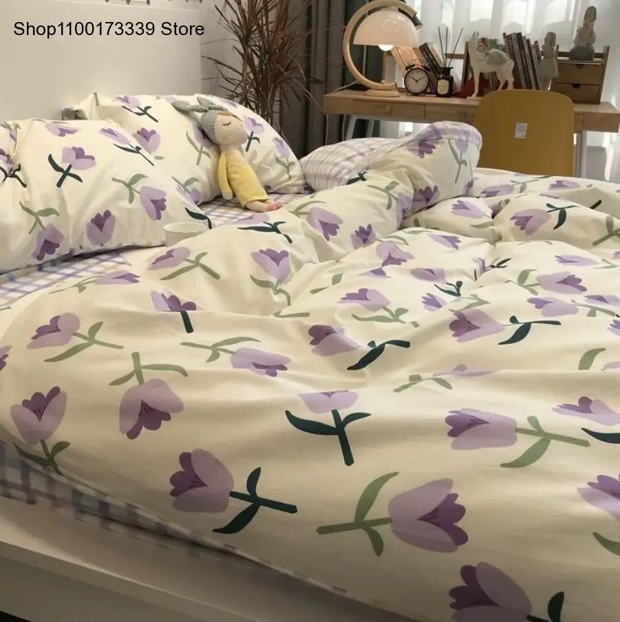 Rainbow Bedding Set Cartoon Printed Sheets Adult Children Sheets Quilt Cover Pillowcase Four Seasons