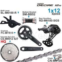 SHIMANO DEORE M6100 12speed Groupset with Shifter Rear Chain MT510 CRANKSET Bottom Bracket and  11-50T 52T Cassette Sprocket