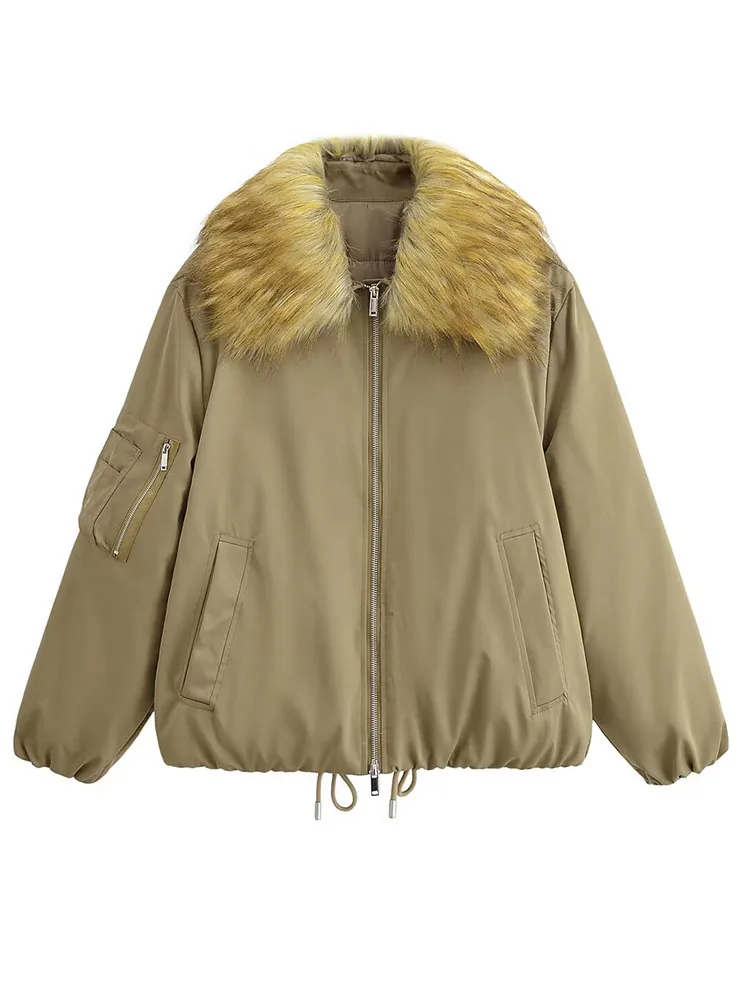 

Women Winter Parka Jacket 2025 New Women Fashion Long Sleeve Zipper Fur Collar Parka Coat Women Waterproof Leisure Coats