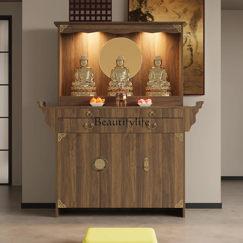 

Solid wood Buddhist shrine cabinet, new Chinese vertical cabinet, shrine Bodhisattva worship table