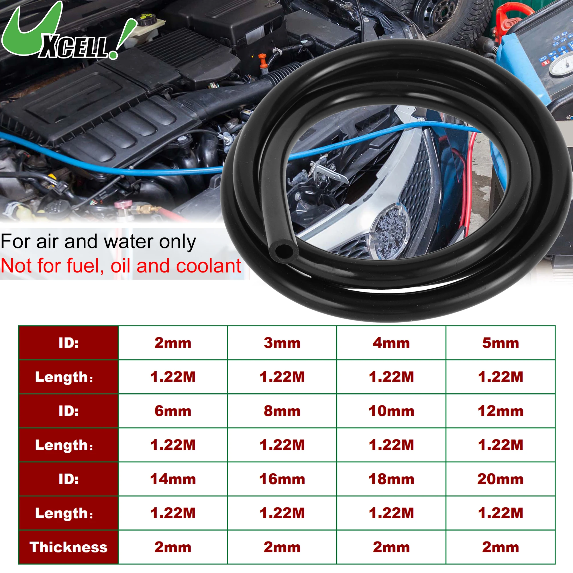 

UXCELL 1.22M Long Silicone Vacuum Tubing Hose Engine Car Vacuum Line Silicone High Temperature 2mm-20mm ID 2mm Thickness