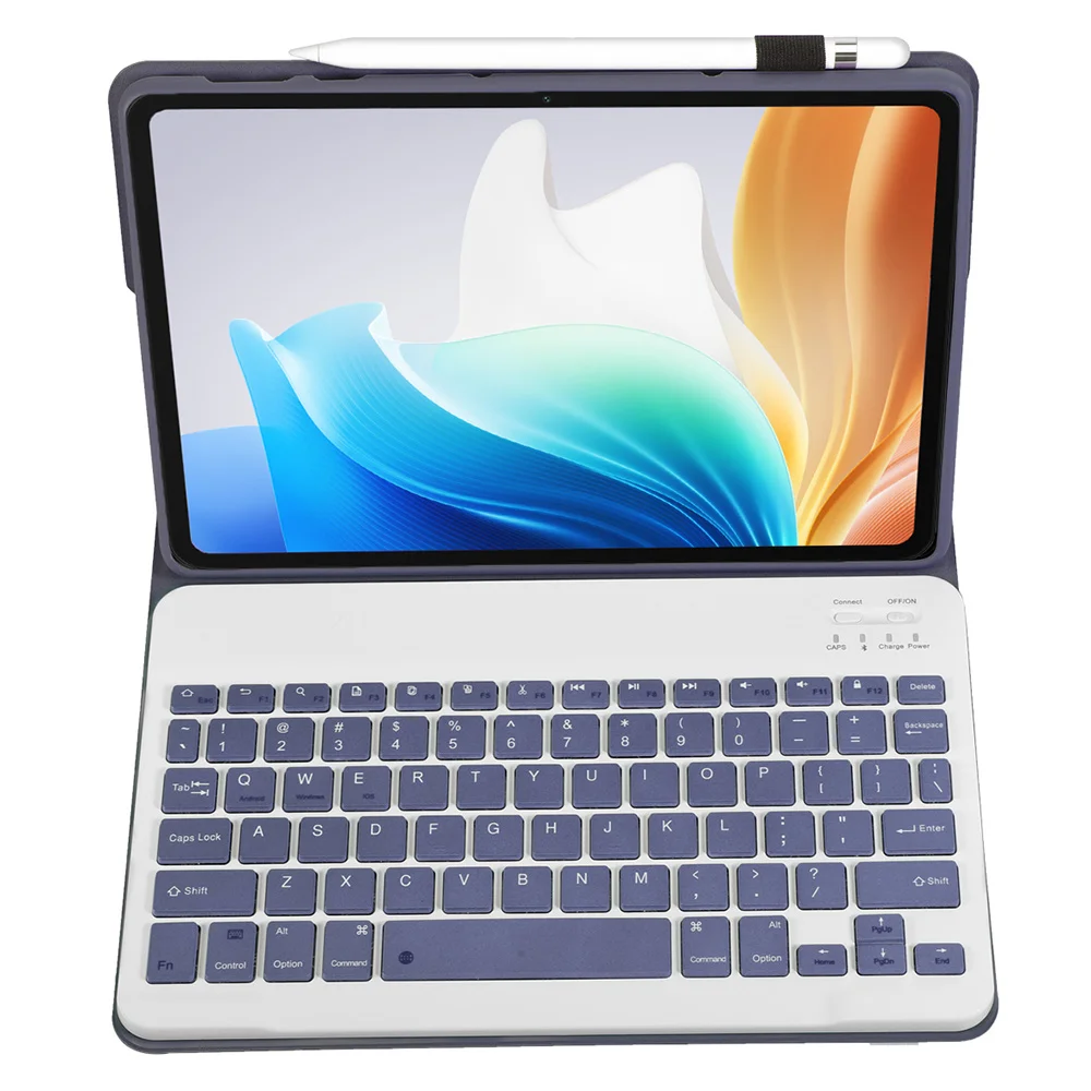 คีย์บอร์ด OP14 สําหรับ Oppo Pad Neo / Pad Air 2 / OnePlus Pad Go เคสแท็บเล็ตหนังพร้อมคีย์บอร์ดที่รองรับ Bluetooth - สีม่วง