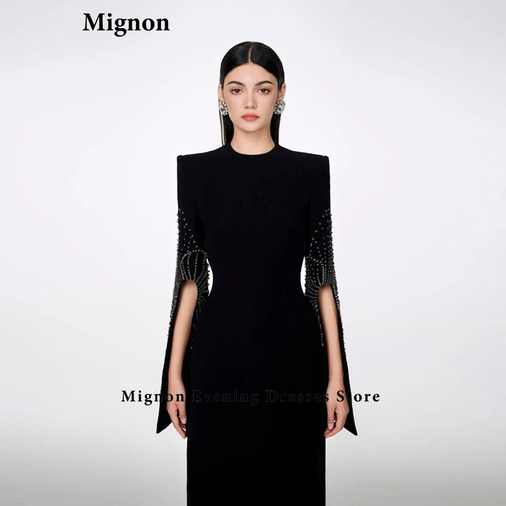 Mignon-Modern Slit Sleeves Style A Line Crepe Beading Vestido de noite, vestido de baile de luxo, vestidos para eventos especiais