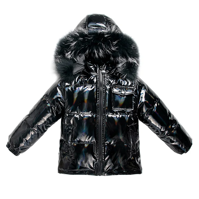 

New winter children's warm down jacket Kids thick winter coat Waterproof eiderdown coat for girls Boys bright black snow suit