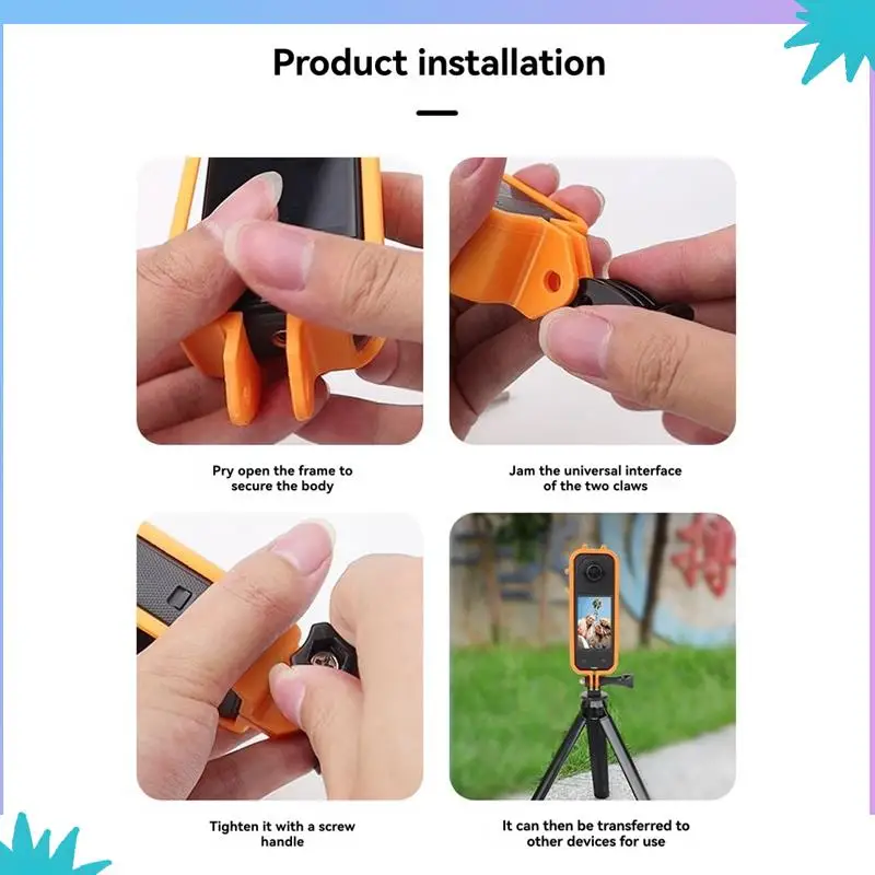 Casing Pelindung ABZW untuk Casing Insta360 X5 Braket Pemotretan Kamera Aksesori Kamera Braket Pemotretan Lanskap Oranye