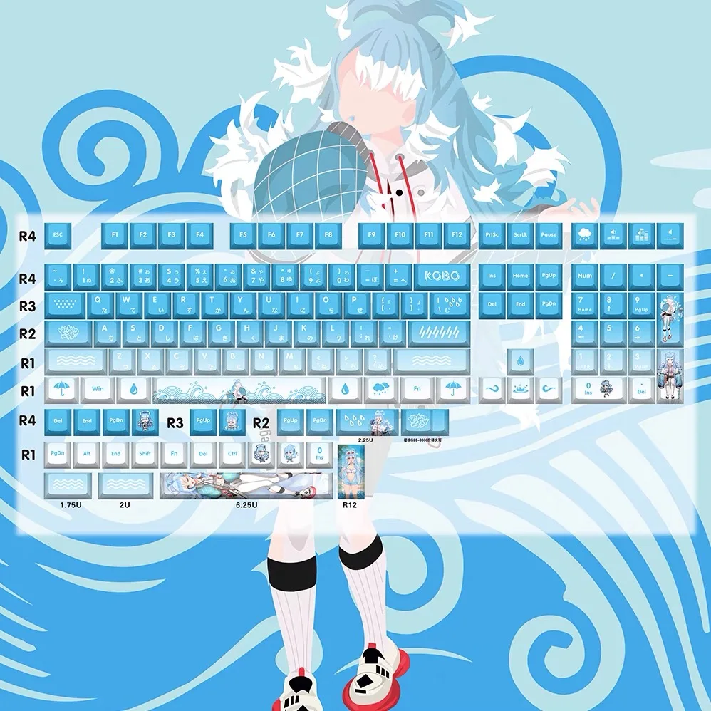 teclas kobo keycaps pbt vtuber hololive chave capa sublimacao de tinta cereja mx eixo interruptor keycap teclado mecanico 132 01