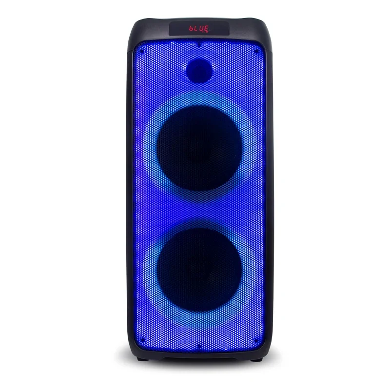 double 8 inch large bluetooth speaker with led lights out door party box speaker with mike boombox portable speaker box factory