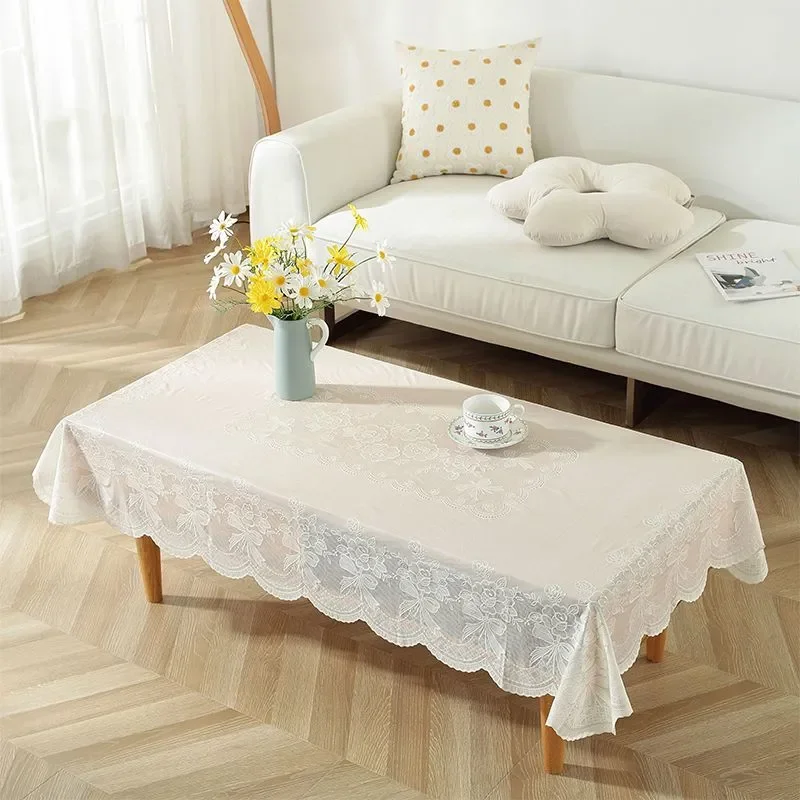 Cubierta de mesa de PVC Beige con patrón de flores rosas para comedor, mantel impermeable a prueba de aceite, ovalado, rectangular, mantel redondo
