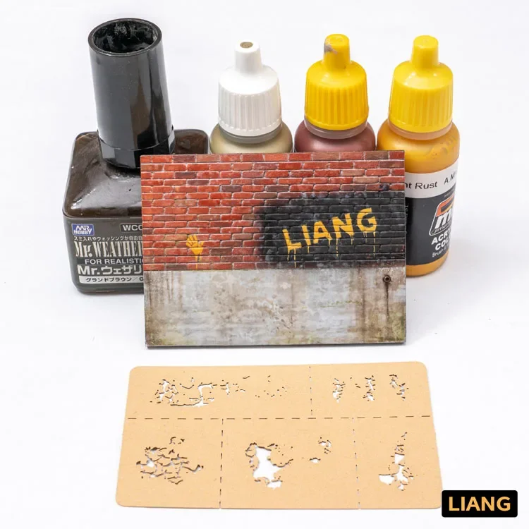 LIANG-0008 Paint Crack Effects Airbrush Stencils Tools for 1/24 1/35 1/48 Model