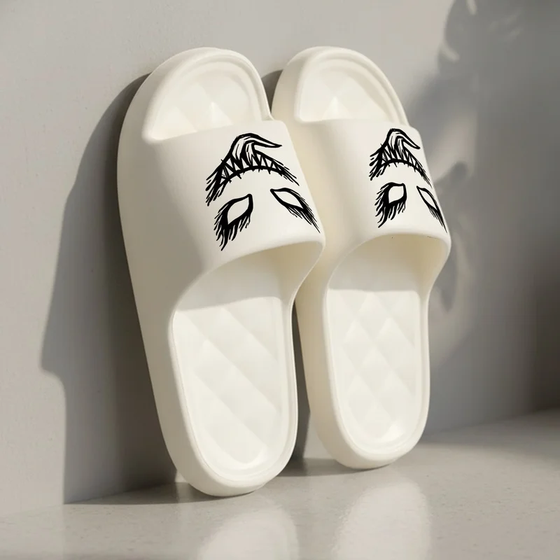 Summer Unisex Casual Footwear Graphic Print Slippers Thick Sole Beach Sandals School Student Daily Slides